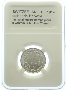 Schweiz 1 Franken 1914 B - fast unzirkuliert/stempelglanz